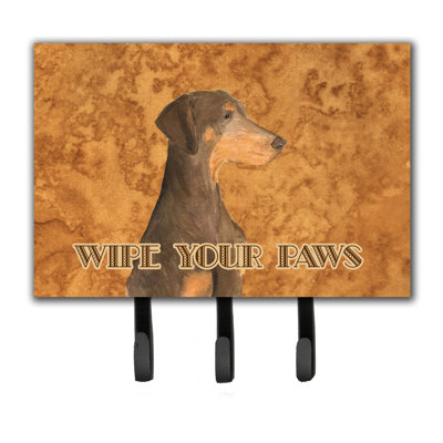 Porte-laisse à pattes et porte-clé chocolat naturel eared doberman wipe