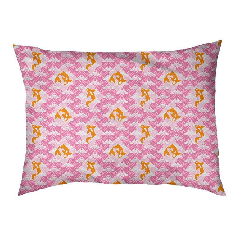 Coussin d’ondulations koi fish Byrge, Moyen (L 29,5 po x P19,5 po x H 9,5 po), Rose