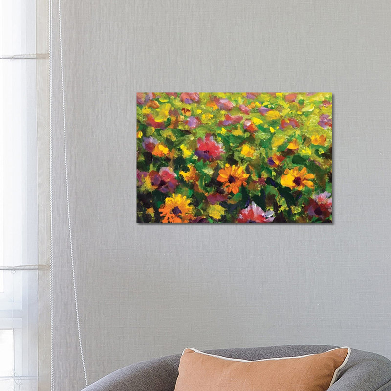 Flower Meadow by Valery Rybakow - Painting on Canvas, 66.04 cm H x 45.72 cm W x 1.91 cm D, Wrapped Canvas