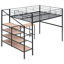 Lit mezzanine en métal avec bureau et latéraux en noir - Créez un espace de chambre à coucher élégant à 4 couches pour un environnement fonctionnel confortable-1908611232