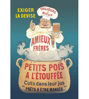 Amieux freres-petites pois une l’etouffee par eugene oge affiche rétro