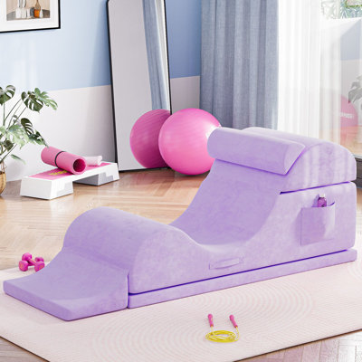  Chaise de yoga 2 en 1 pliable avec housse amovible lavable, méridienne ergonomique et banc de lit pour Home Studio
