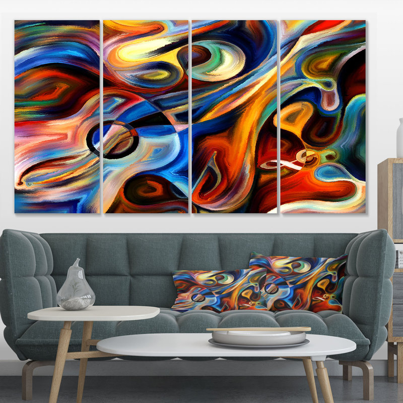 «Abstract Music and Rhythm», ensemble de 4 impressions sur toiles tendues