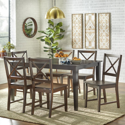 6 - Person Rubberwood Solid Wood Dining Set by August Grove