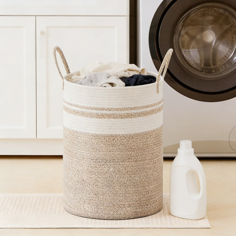 Large Laundry Basket With Handles, 72L Foldable Storage Hamper For Clothes, Blankets, And Toys, Natural Cotton Rope Organizer For Bedroom, Nursery, And Bathroom