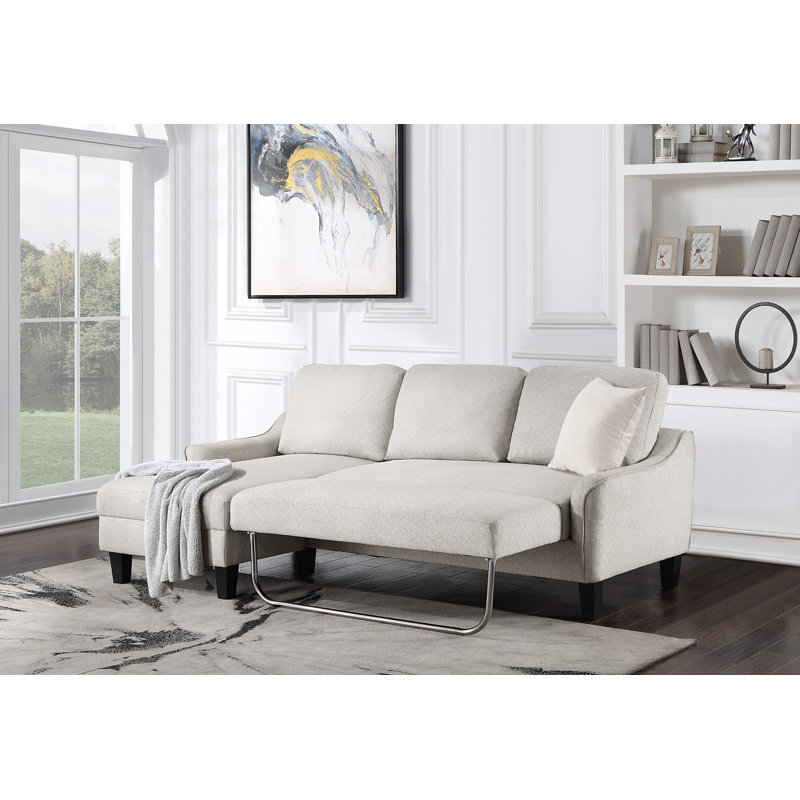 Abilash 83.75" Square Arm Sofa Bed, White 100% Polyester