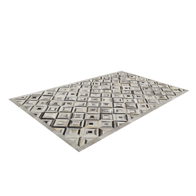 Sao Paulo Geometric Cowhide Hand Woven Area Rug, Rectangle 140cm x 200cm