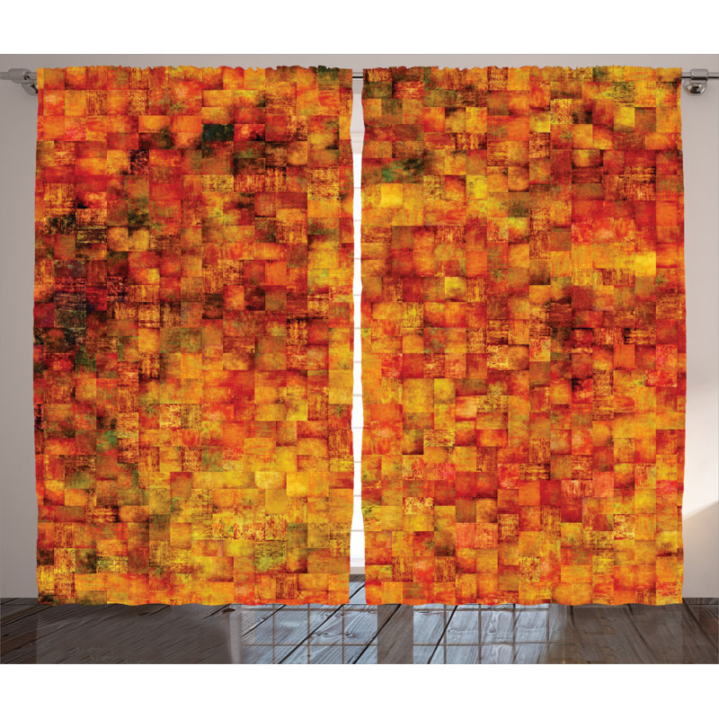 Abstract Semi-Sheer Rod Pocket Curtain Panels, 54" x 96"