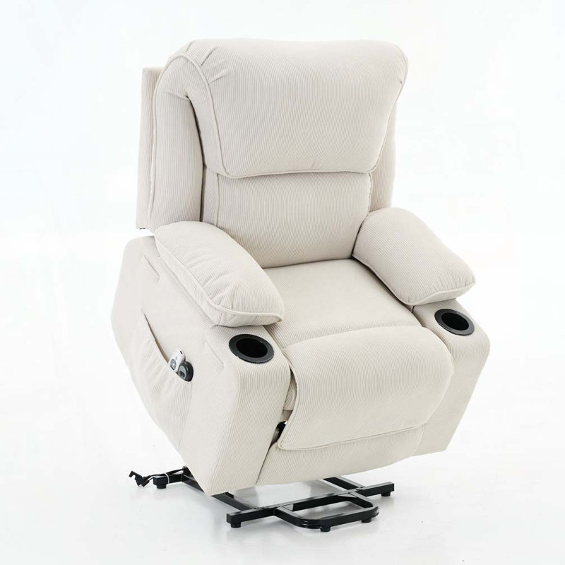 Remote-Controlled Heating and Massage Assistive Recliner, Ivory