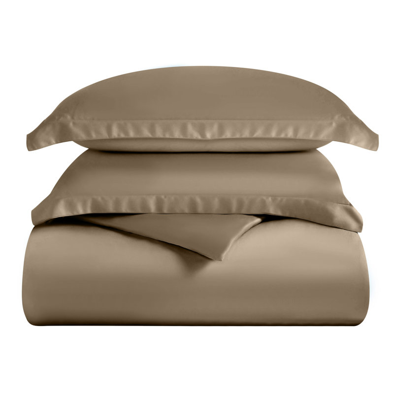 Superior 300 Thread Count Rayon from Bamboo Modern & Contemporary 3 Piece Duvet Cover Set, White, Full/Queen Duvet Cover