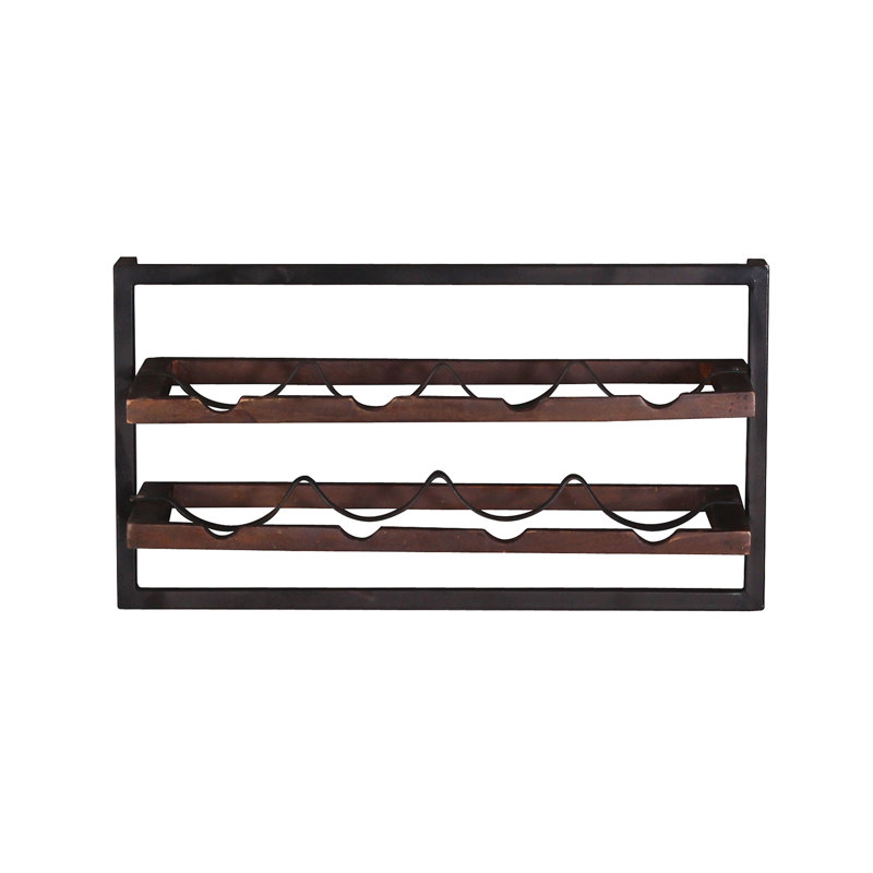 Rivero 8 Bottle Solid Wood Wall Mounted Wine Bottle Rack in Brown