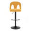 Tabouret de bar réglable en métal et tissu noir avec repose-pieds arrondi en T - ensemble de 2-786714080-786714084
