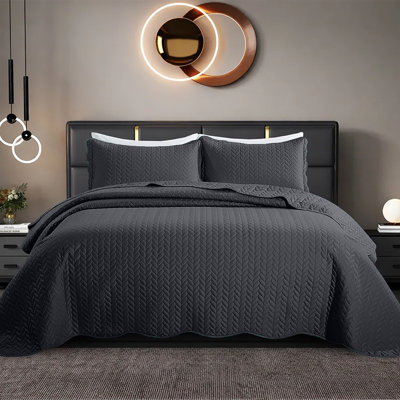 Embossed Microfiber Quilt Coverlet Set