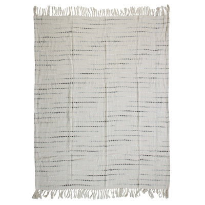 Deep Ombre Striped Handmade Woven Throw Blanket with Fringe