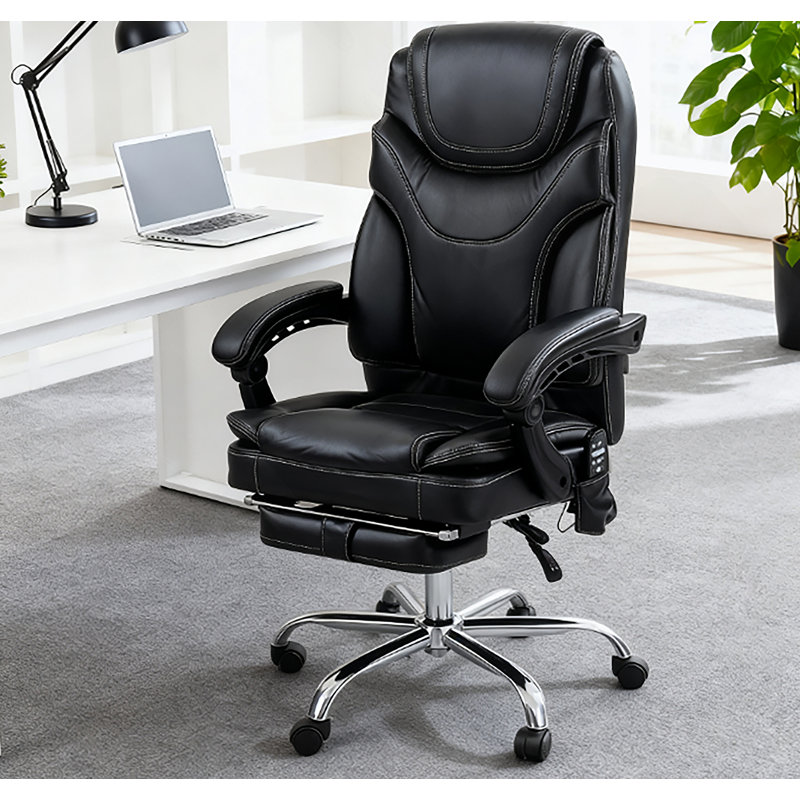Fauteuil de massage, fauteuil inclinable chauffant en cuir polyuréthane avec repose-pieds