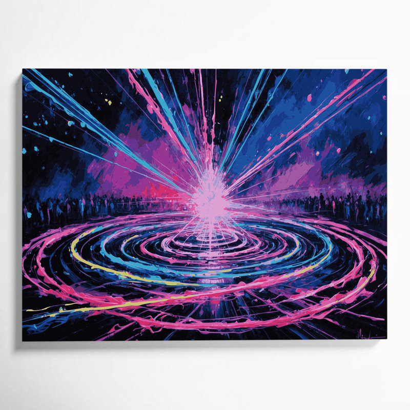 «Music Dance Floor Lights and Lasers», art mural sur toile grise, H 8 po x l 10 po