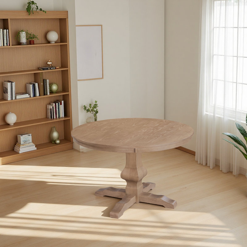 Table de salle à manger ronde, H 30 po x L 46,25 po x l 46,25 po, Clair naturel