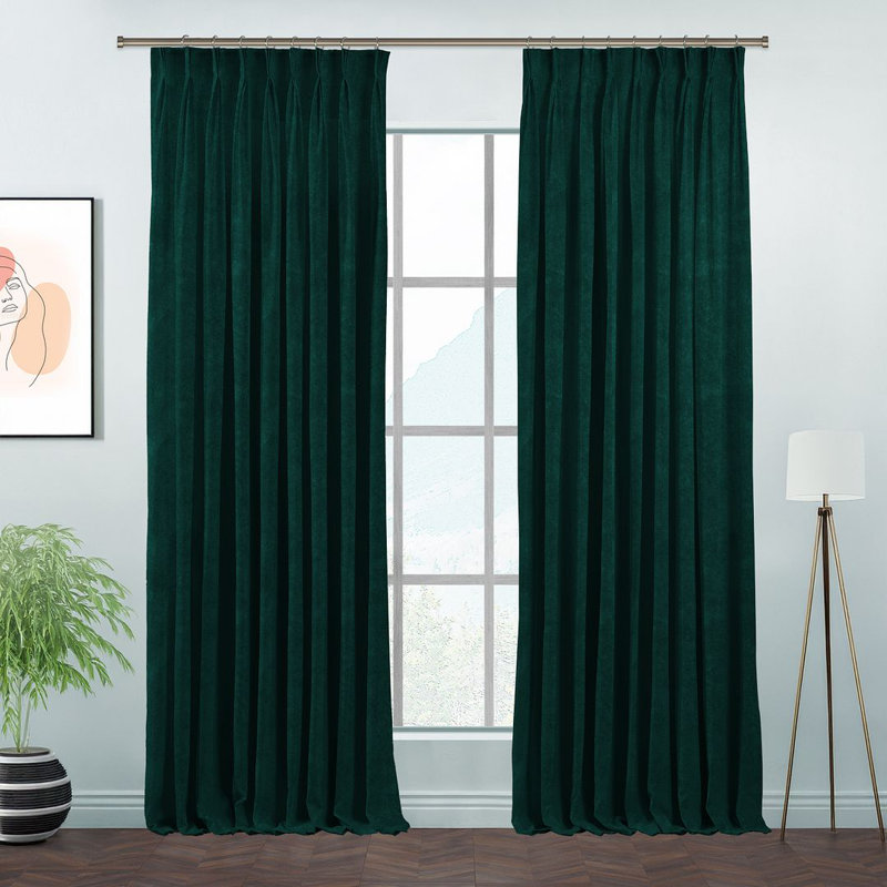 Room Darkening Single Curtain Panel, 190 W x 225 D cm, Tile Green
