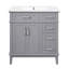 Meuble-lavabo moderne de 30 pouces avec double tiroir en céramique et portes à fermeture douce pour les petites salles de bain-129351495