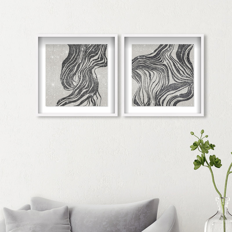 Emotional Set Shadowbox Abstract Print by Oliver Gal, Black Frame, 12 x 12, 21.5"H x 21.5"W, White Shadowbox