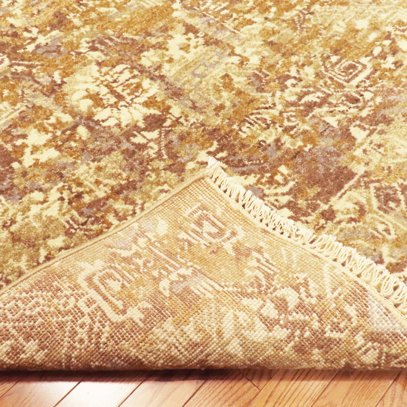 Tuscany Hand Knotted Wool Area Rug in Beige/Tan, Rectangle 8' x 10'