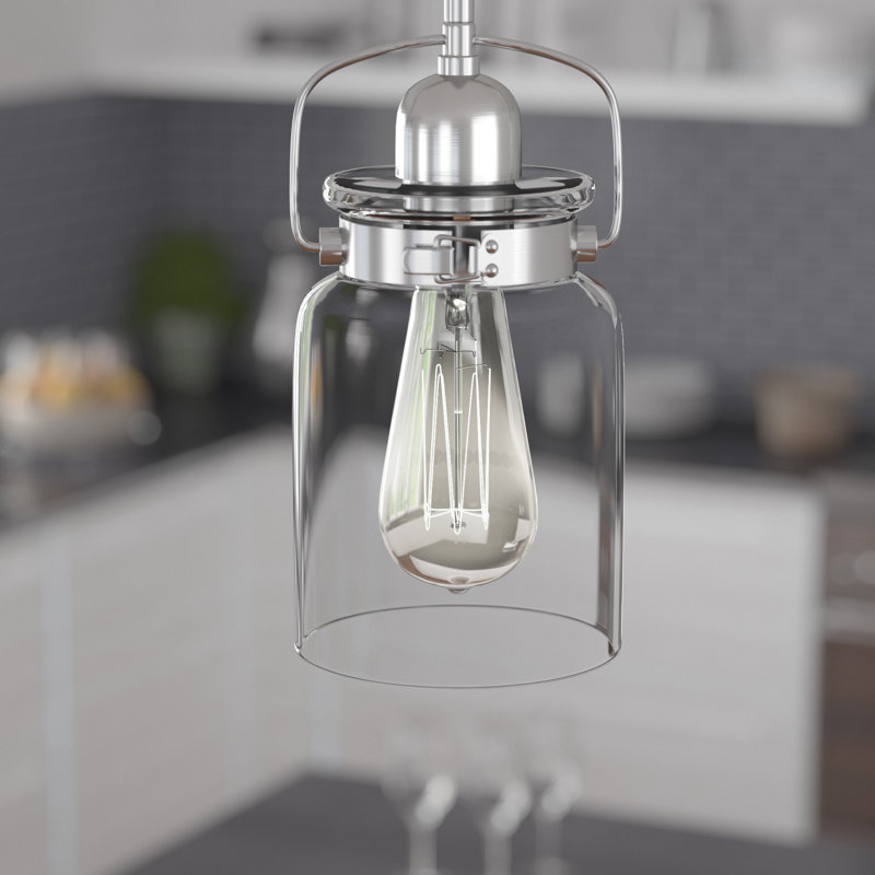 Luminaire suspendu en pot 1 lumière Leyden, Nickel brossé