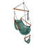 Chaise suspendue en tissu vert Oxford avec barres d'écartement en bois franc perforé, porte-gobelet et capacité de charge de 100 kg - idéale pour les cours intérieures, les cours en bord de mer et les cours extérieures