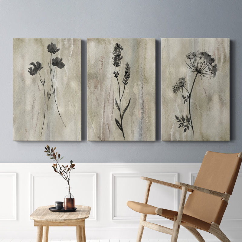 «Sumi-e Silhouette I», ensemble de 3 reproductions d'art sur toiles tendues, H 48 po x l 96 po x P 1 po