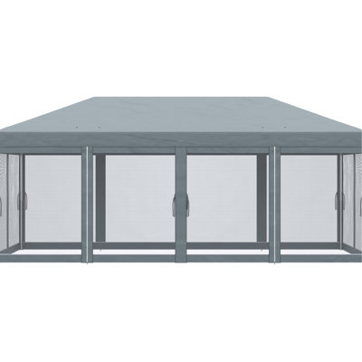 10' X 20' Pop Up Canopy Tent, Heavy Duty Instant Sunshade For Outdoor. Gray. 200 Sq Ft Coverage, Adjustable Legs, Waterproof Steel Frame With Netting, Sun Shelter Outdoor Festivals, Garden, Patio,
