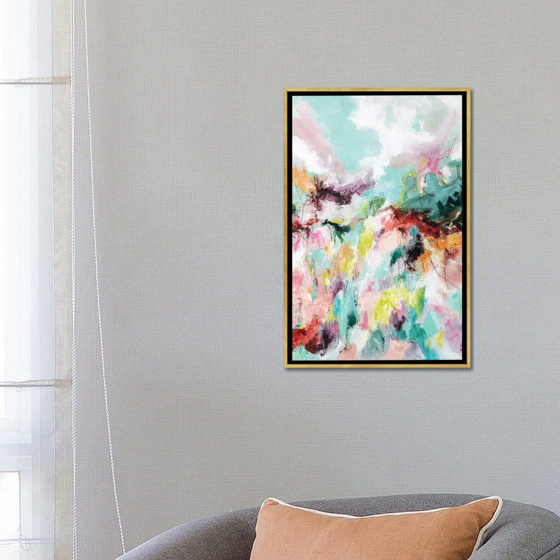 Impression d’art graphique, "Let Go" par Cristina dalla Valentina, H 26 po x l 18 po x 1,5 po, Toile encadrée d'or