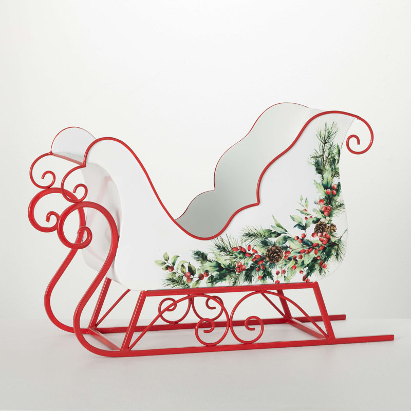 24" Christmas Metal Sleigh Table Display, Multicolor