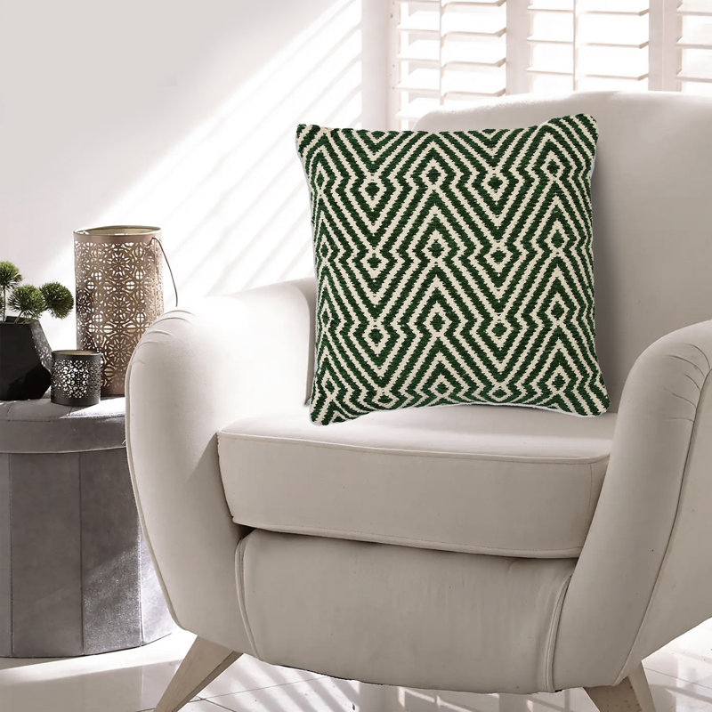 Ensemble de 4 coussins décoratifs Digy 19 po, motif de clés tissées à la main, noir et blanc