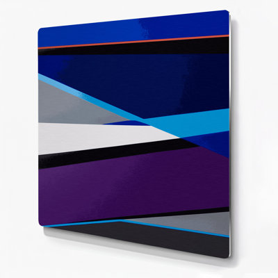 Art mural rigide en métal bleu 64