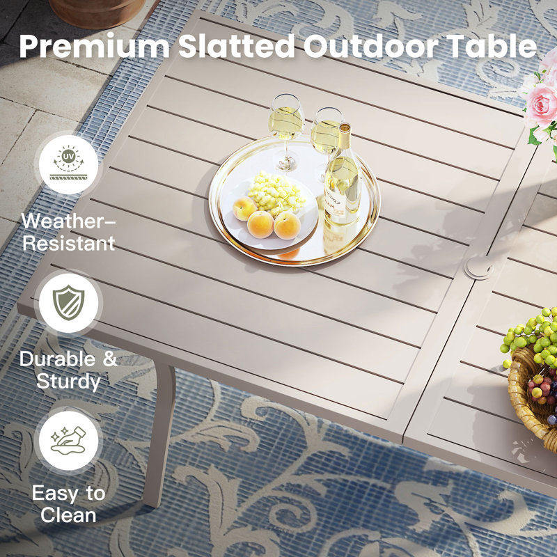 Rectangular Outdoor Dining Table, Sandshell