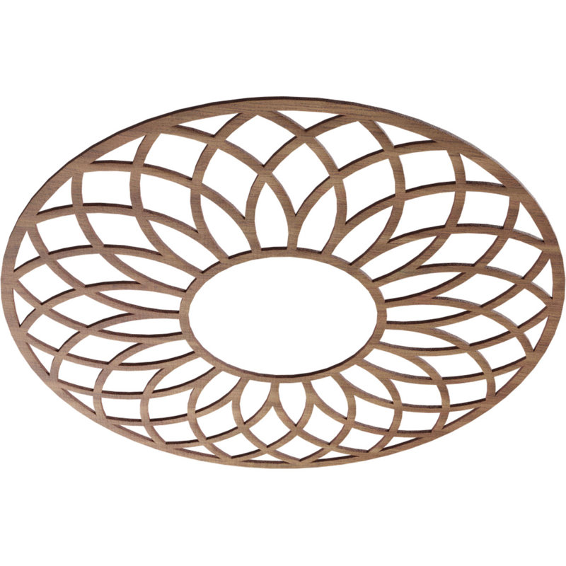 Médaillon de plafond en bois ajouré Cannes, Noyer, H 32 po x l 32 po x P 0,38 po