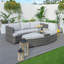 Rattan Outdoor Daybed Set With 10cm Cushions – Sofa, 2 Ottomans & End Table-1252993345