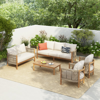 Harrill Outdoor 5-Piece Conversation Set With Cushions
