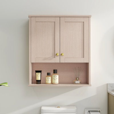 26" Wood Wall Cabinet Bathroom Storage Cabinet Over The Toilet Storage, With Adjustable Shelves