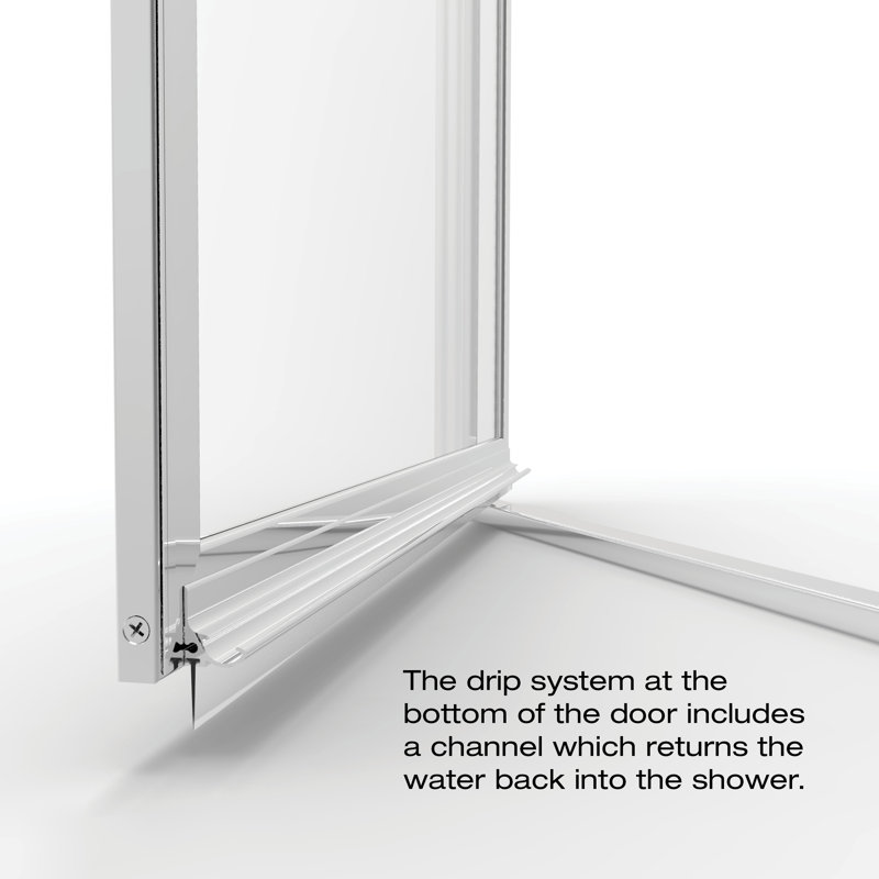 Porte de douche avec cadre Deluxe l 45 "x H 72,13", Argent, Transparent