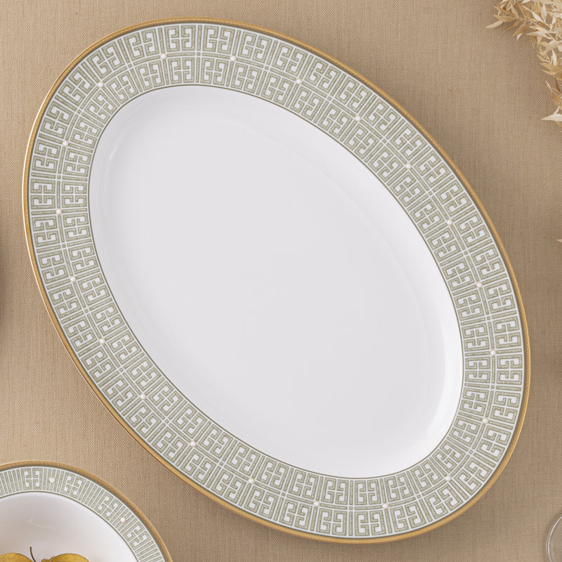 Noritake Infinity Oval Platter, 16", Green Gold