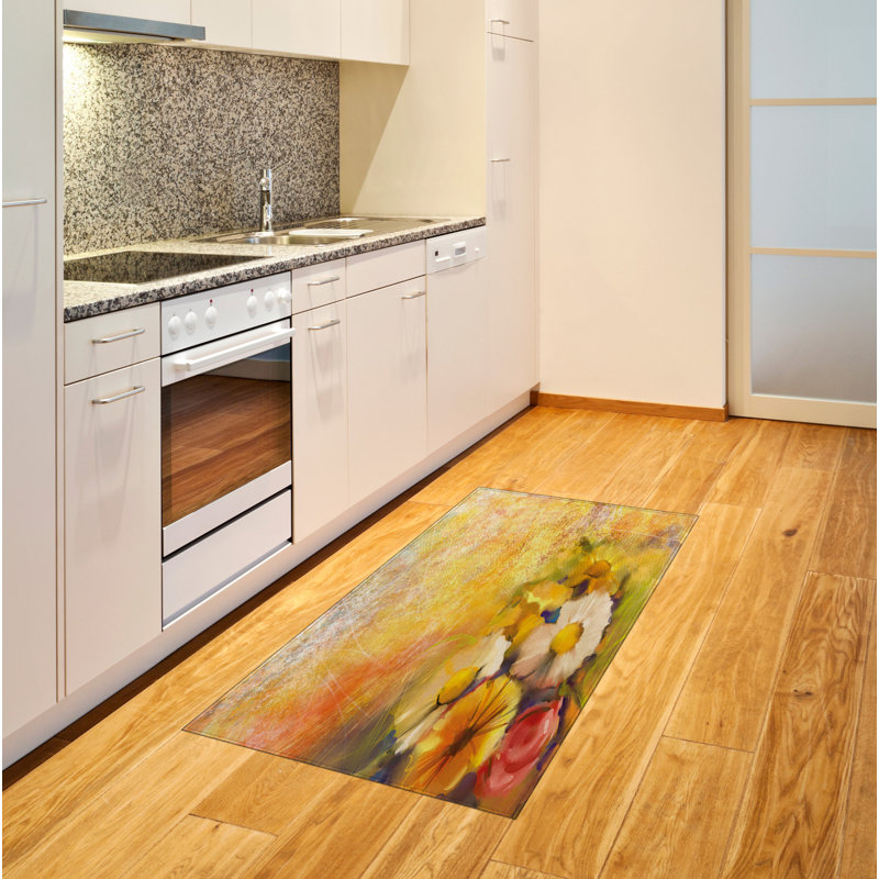 Tapis décoratif à longues fibres en fibre de polyester jaune à haute densité, Rectangle— 4 pi x 5 pi 8 po