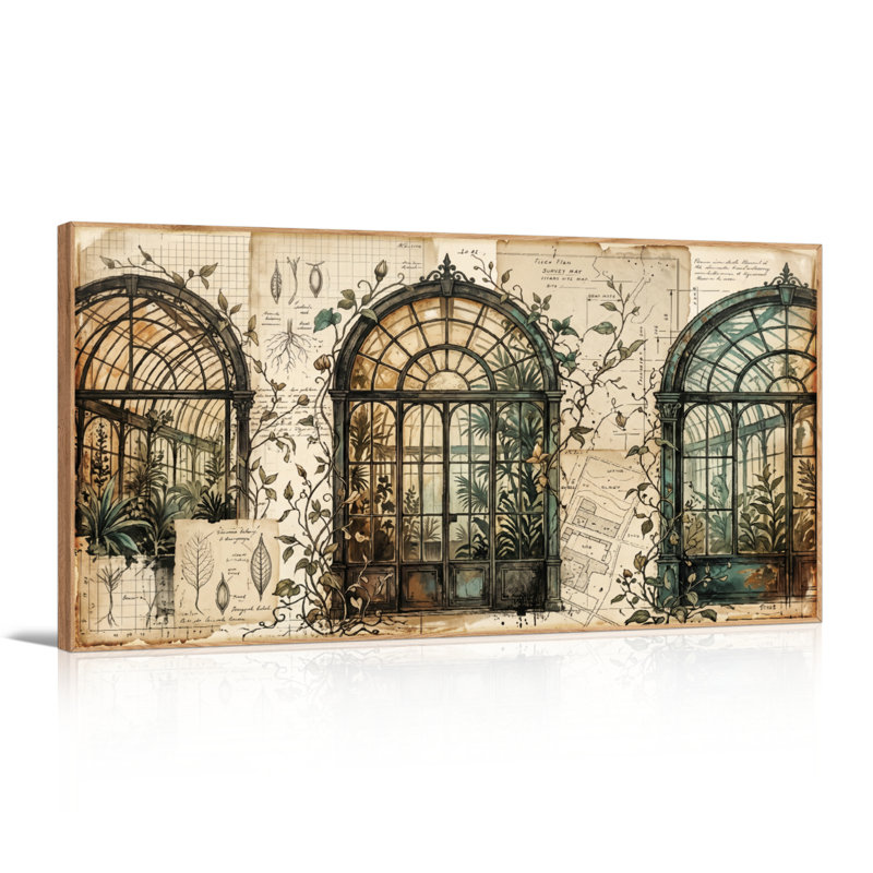 Ensemble de 1 tableau sur toile représentant un jardin botanique, L 40 po x H 20 po, Naturel