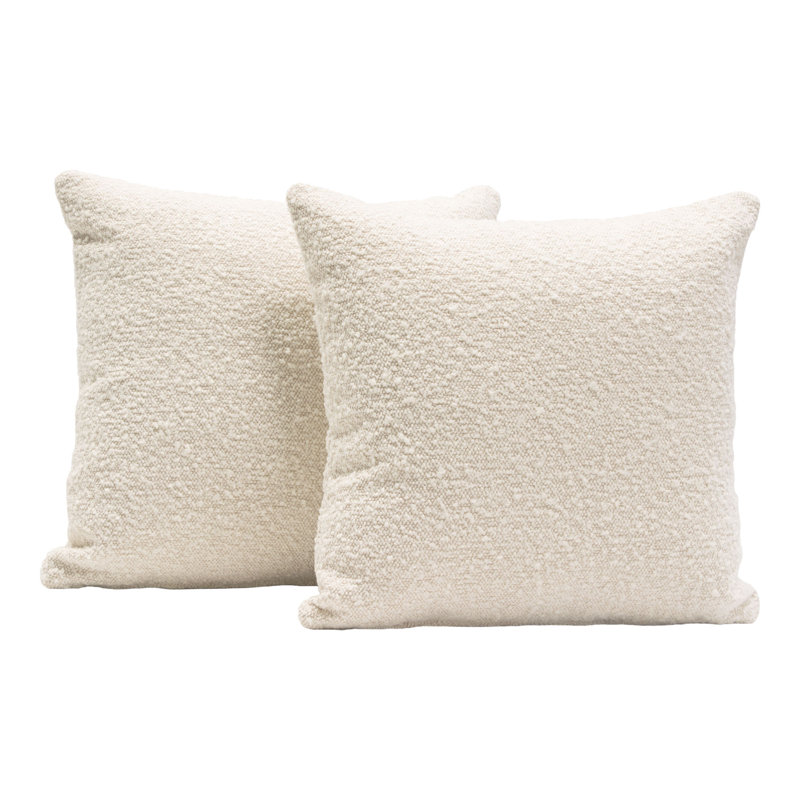 Bone Boucle 16" Square Accent Pillow Set