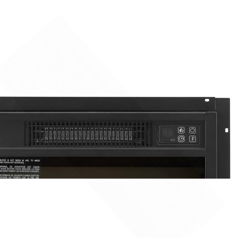 Foyer électrique encastrable 18 po 1400 W 120 V, équipé d'une télécommande, d'un radiateur ultra-mince avec ensemble de bûches et flamme réaliste - NOIR