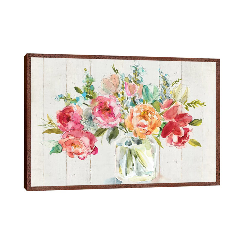 My Summer Garden II 1 Piece Painting on Canvas, 66.04 cm H x 45.72 cm W, Classic Brown Wood Framed