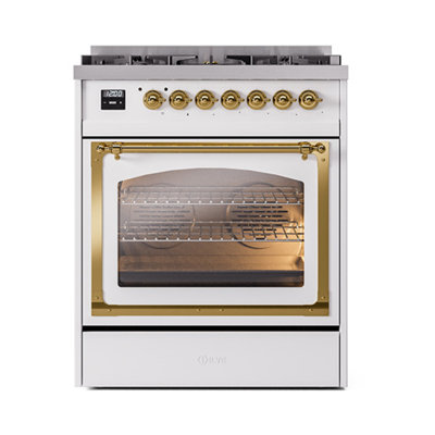 ILVE UN30NMPRAC Nostalgie II Noblesse 30 inch Dual Fuel Range (Triple Glass Door, RAL)