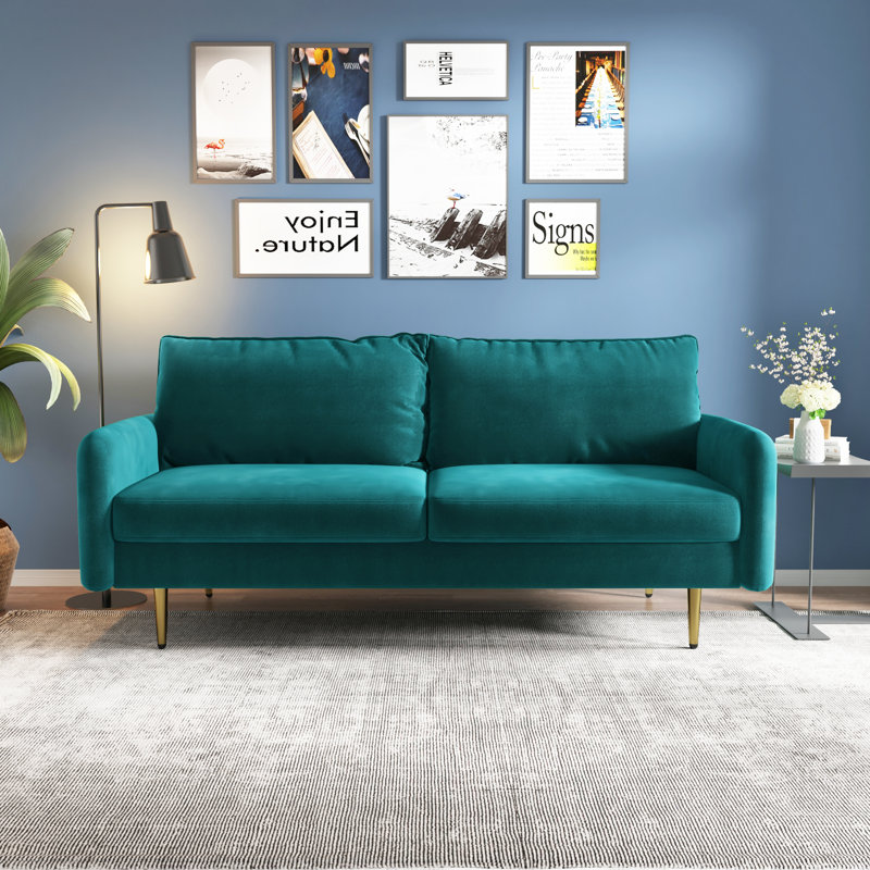 Siniard 70'' Upholstered Sofa, 33.07" H X 71.65" W X 36.69" D, Goldenrod Velvet