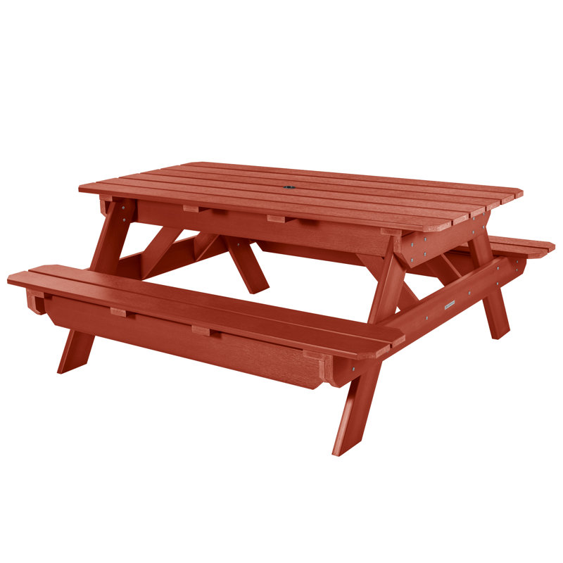 Table de pique-nique rectangulaire 72 po Sohi, Rouge rustique