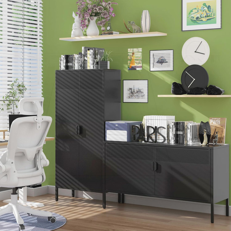 Versatile Metal Storage Cabinet with Innovative Design for Various Spaces, Black
