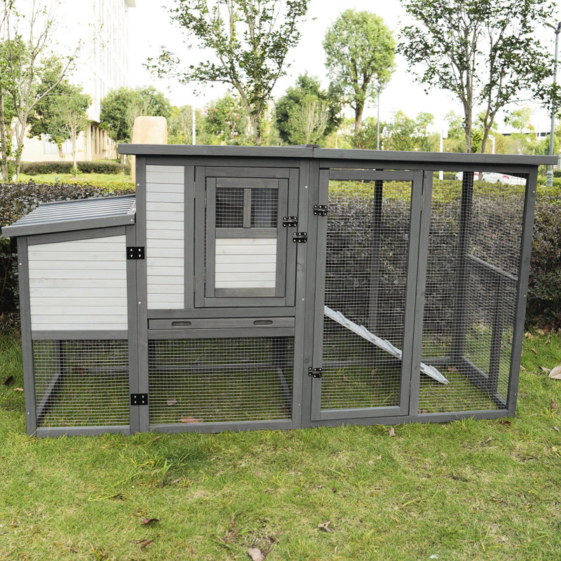 Grand poulailler avec toit et plaque de fond amovible, cage en bois de 79 po pour 5 à 8 poulets, canards, lapins améliorés, toit en asphalte, boîtes de nidification